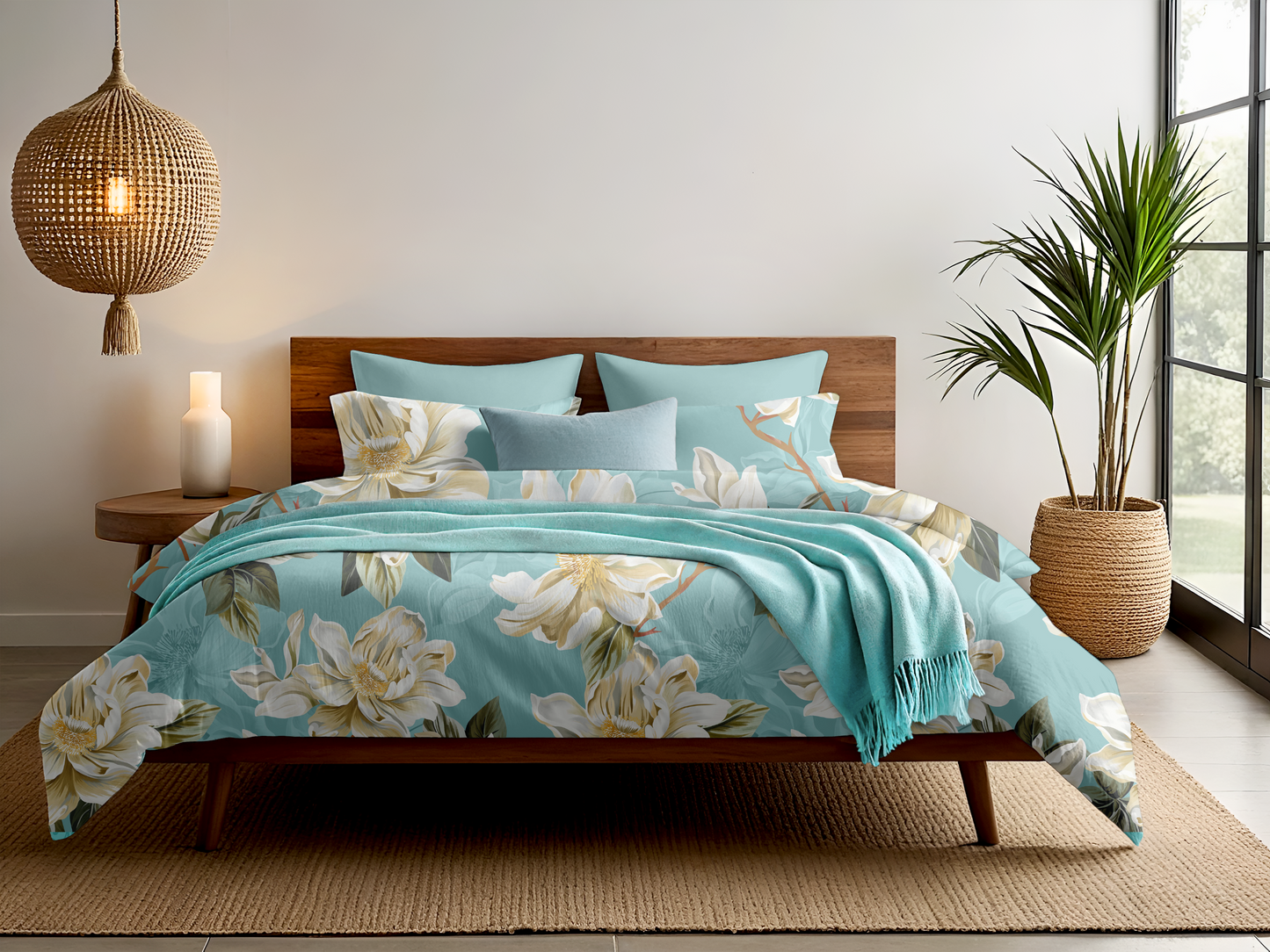 Digitally Printed Bedsheet 300 TC - Pure Cotton Sateen | Magnolia Drift