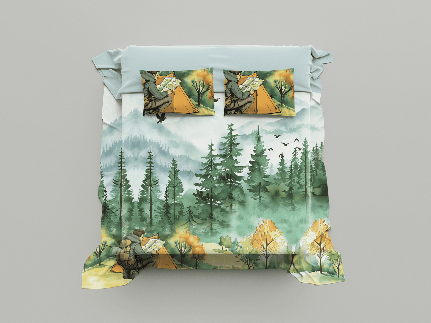 Digitally Printed Bedsheet 300 TC - Pure Cotton Sateen | Into the Pines