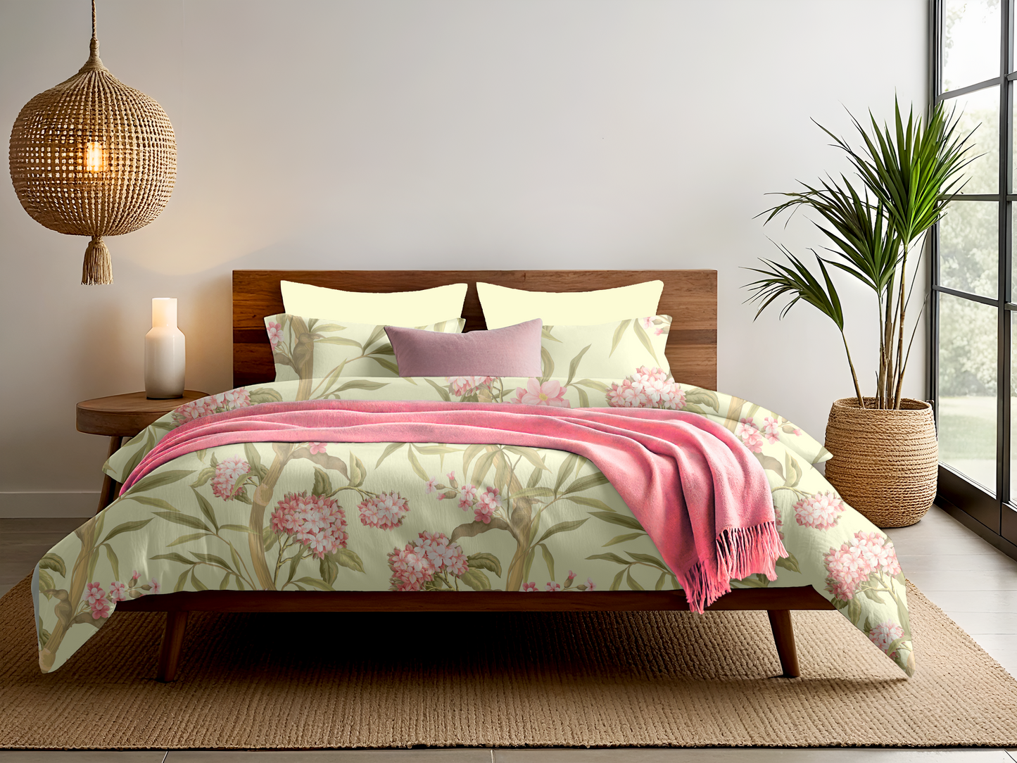 Digitally Printed Bedsheet 300 TC - Pure Cotton Sateen | Spring Canopy