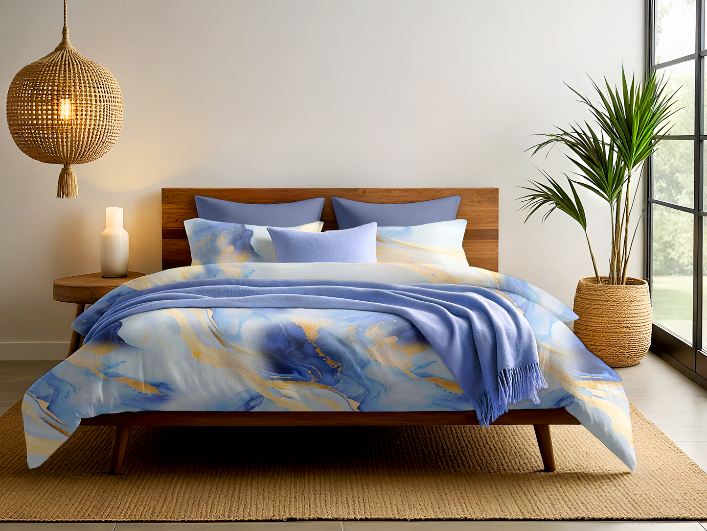 Digitally Printed Bedsheet 300 TC - Pure Cotton Sateen | Midnight Marble