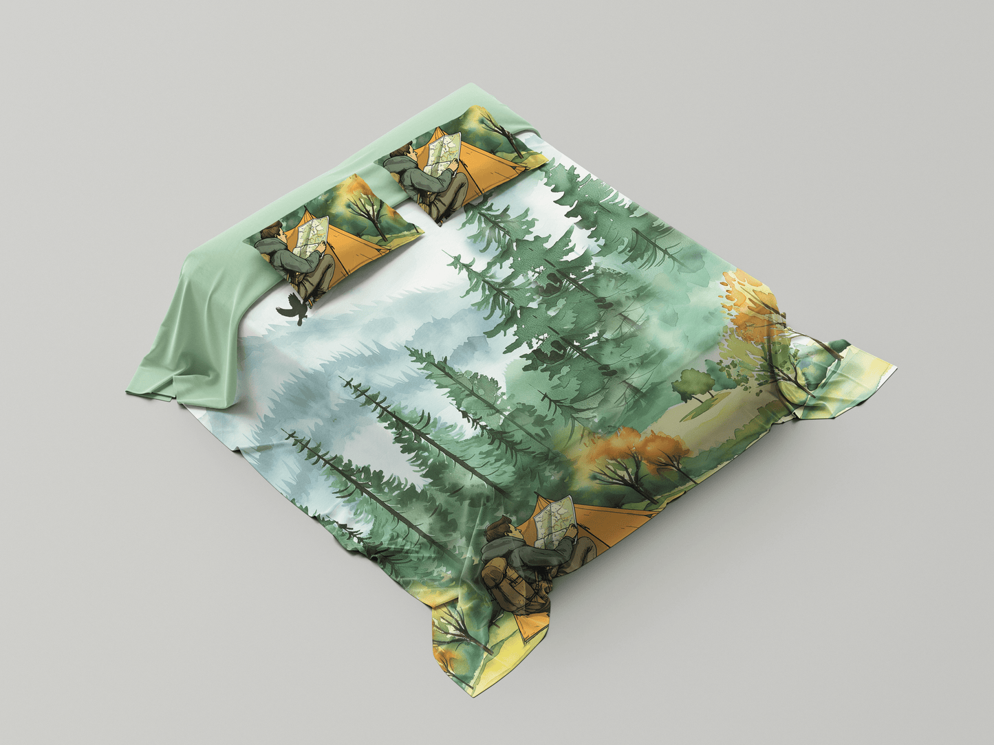 Digitally Printed Bedsheet 300 TC - Pure Cotton Sateen | Into the Pines