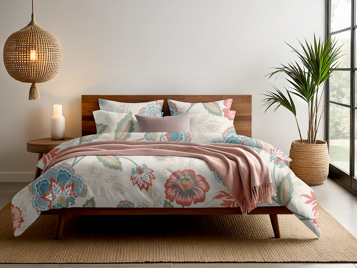 Digitally Printed Bedsheet 300 TC - Pure Cotton Sateen | Jaipur Mirage