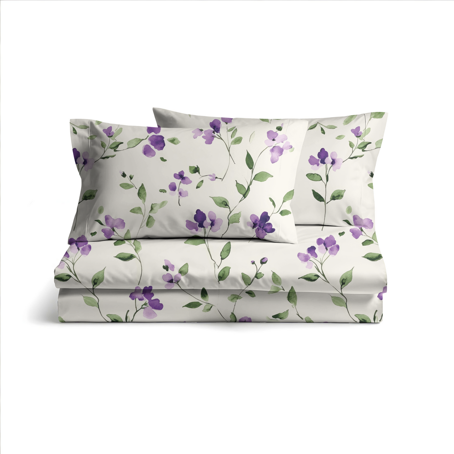 Digitally Printed Bedsheet 300 TC - Pure Cotton Sateen | Violet Whisper