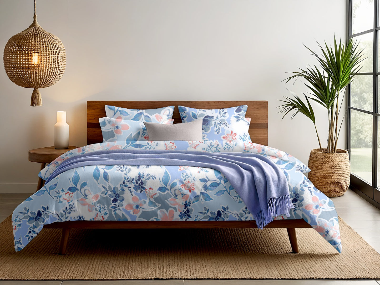 Digitally Printed Bedsheet 300 TC - Pure Cotton Sateen | Serene Bloom