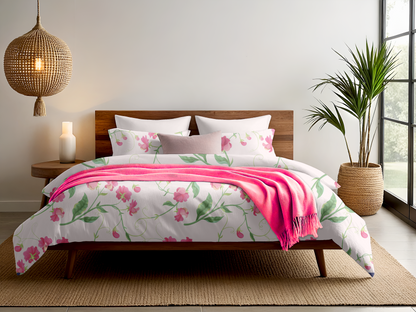 Digitally Printed Bedsheet 300 TC - Pure Cotton Sateen | Rosé Climb