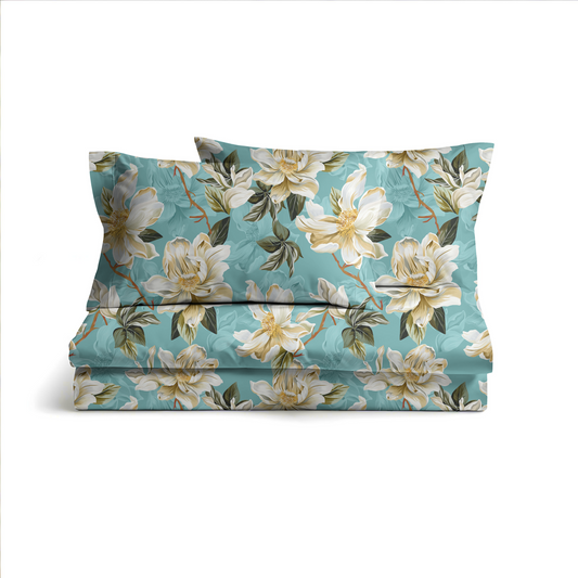 Digitally Printed Bedsheet 300 TC - Pure Cotton Sateen | Magnolia Drift