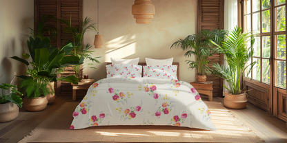 Digitally Printed Bedsheet 300 TC - Pure Cotton Sateen | Blush Meadow