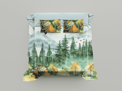 Digitally Printed Bedsheet 300 TC - Pure Cotton Sateen | Into the Pines