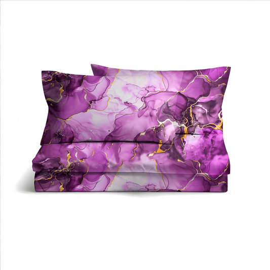 Digitally Printed Bedsheet 300 TC - Pure Cotton Sateen | Lavender Quartz