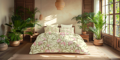 Digitally Printed Bedsheet 300 TC - Pure Cotton Sateen | Spring Canopy