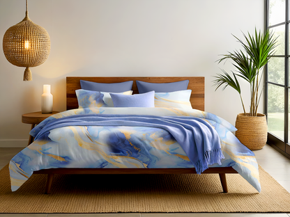 Digitally Printed Bedsheet 300 TC - Pure Cotton Sateen | Midnight Marble