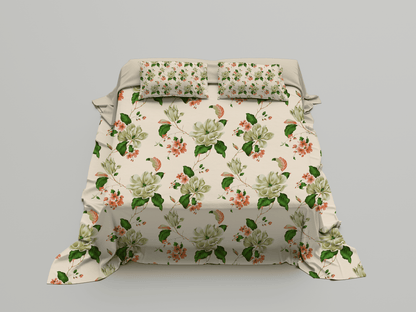 Digitally Printed Bedsheet 300 TC - Pure Cotton Sateen | Kyoto Bloom
