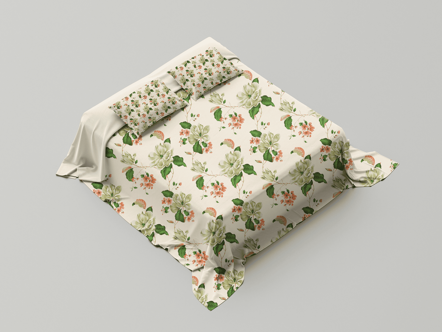 Digitally Printed Bedsheet 300 TC - Pure Cotton Sateen | Kyoto Bloom