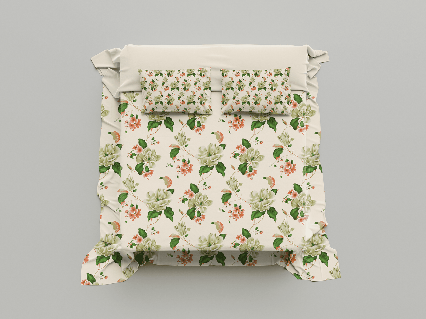 Digitally Printed Bedsheet 300 TC - Pure Cotton Sateen | Kyoto Bloom