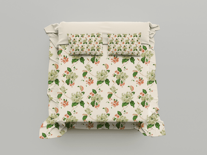 Digitally Printed Bedsheet 300 TC - Pure Cotton Sateen | Kyoto Bloom
