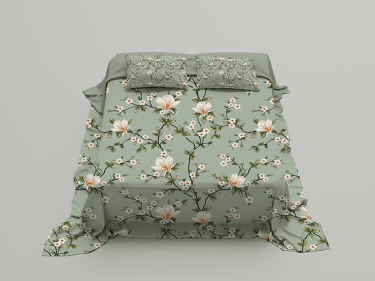 Digitally Printed Bedsheet 300 TC - Pure Cotton Sateen | Provence Whisper
